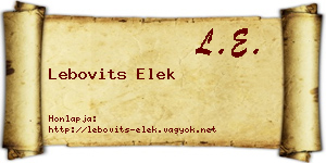 Lebovits Elek névjegykártya