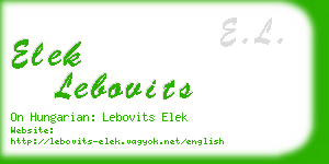 elek lebovits business card